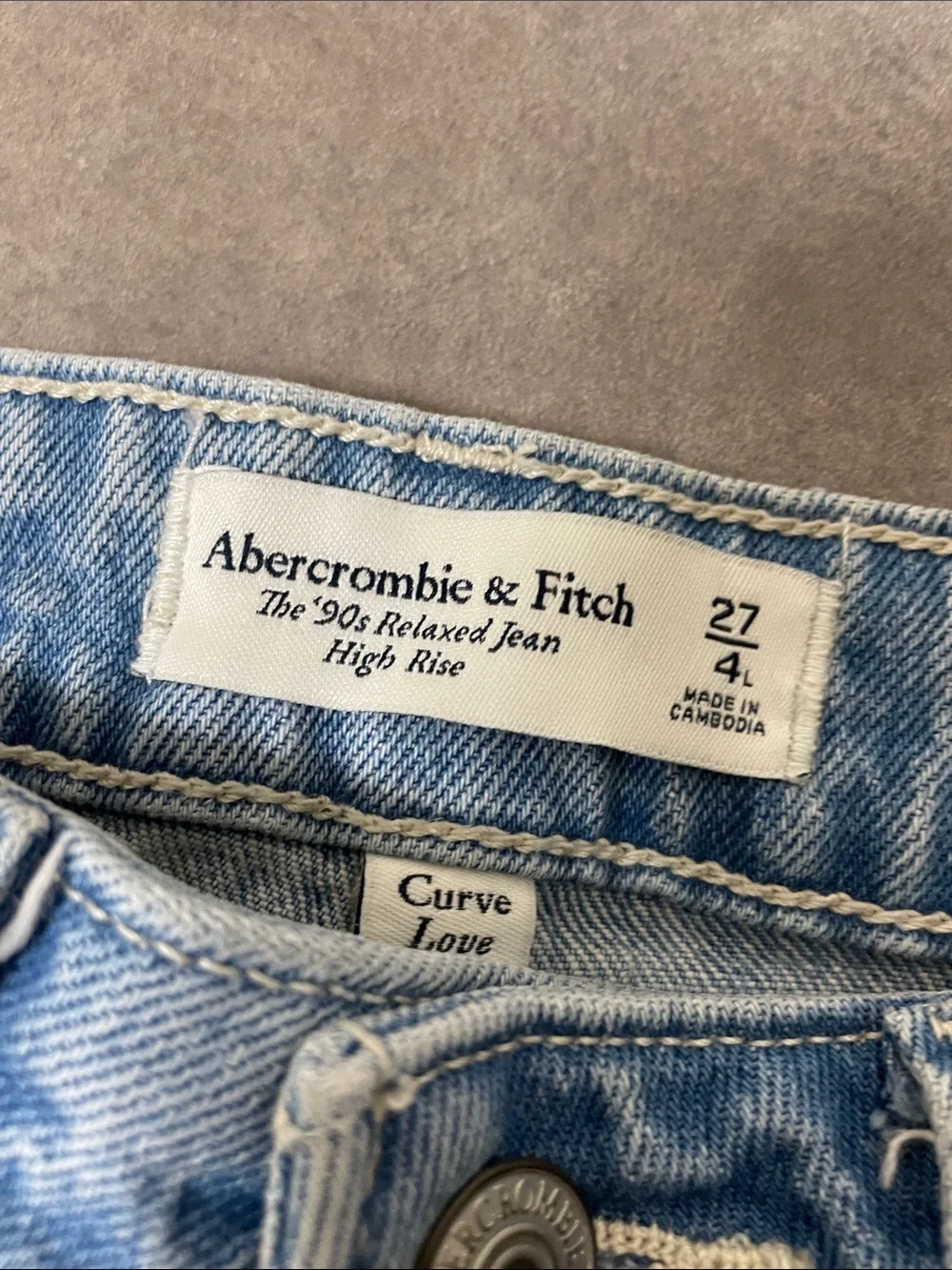 Abercrombie & Fitch 90s Relaxed High Rise Carpenter Curve Love Jean size 27X33 - Picture 7 of 8